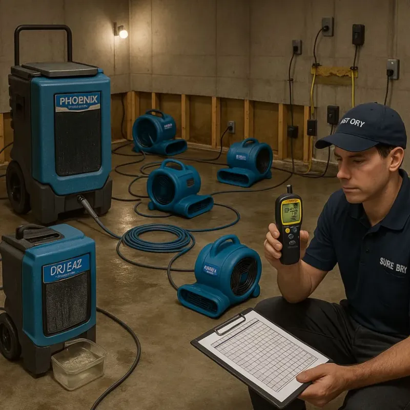 Structural Drying and Dehumidification process in Alma, KS